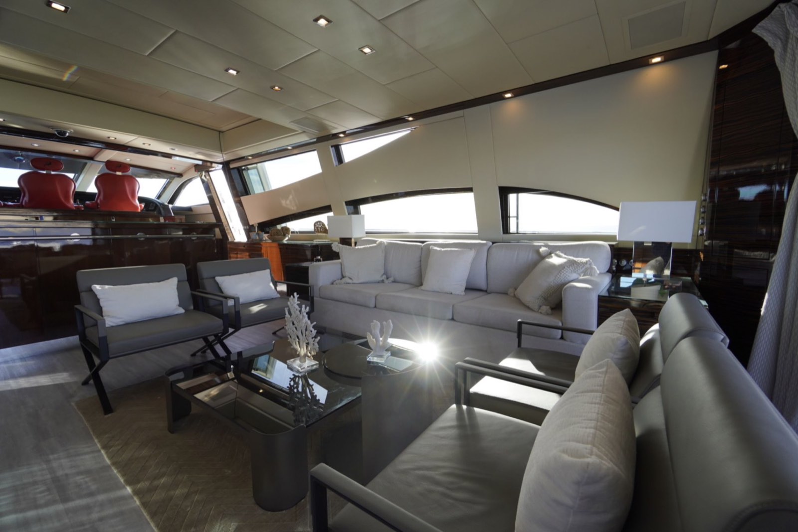 Luxury yacht deck and lounge seating on a Los Cabos charter